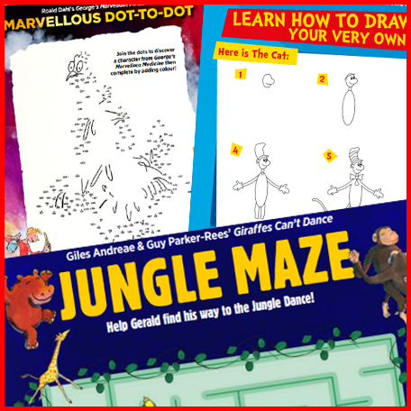 A collage of three images showing some of the activities available in the activity pack.