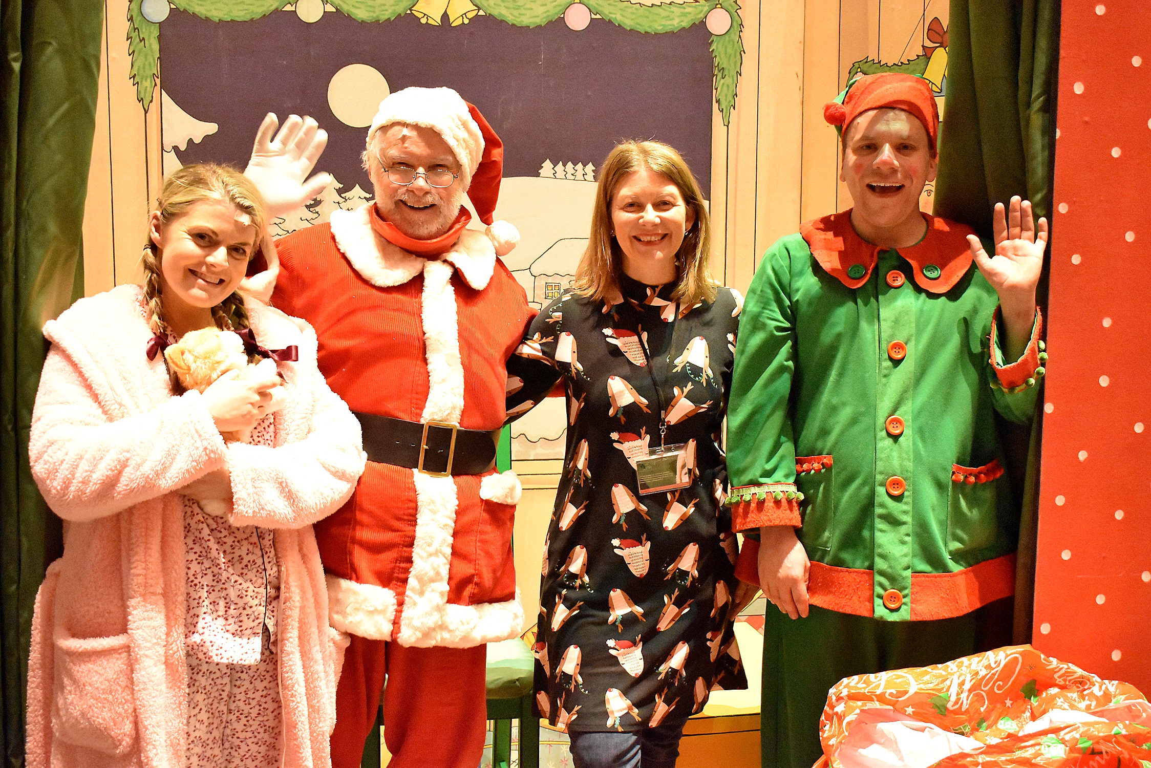 Dear Santa cast members with Charity Link Communications and Fundraising Officer Rachel Markham