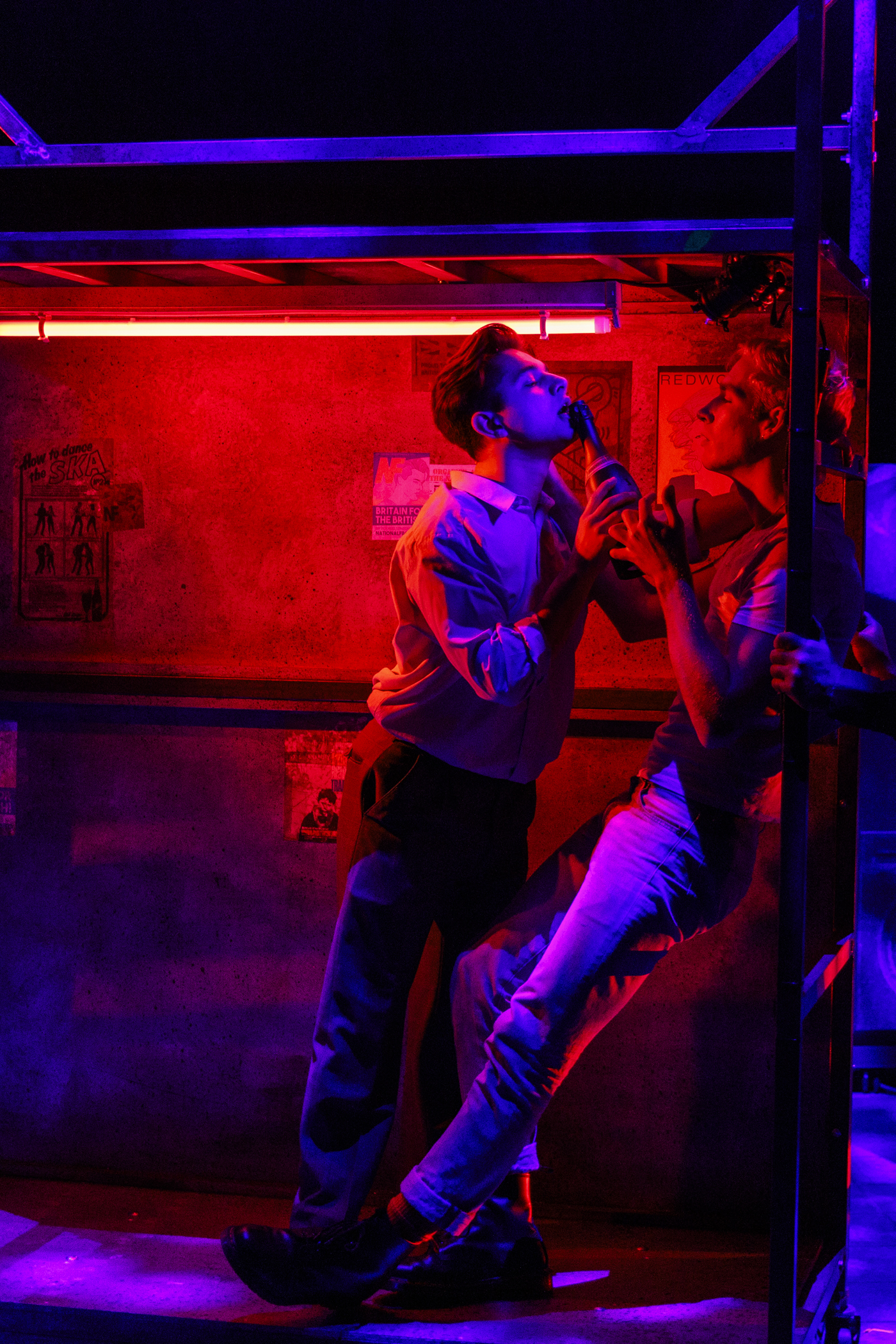 My Beautiful Laundrette production photography - Lucca Chadwick-Patel (Omar) and Sam Mitchell (Johnny)